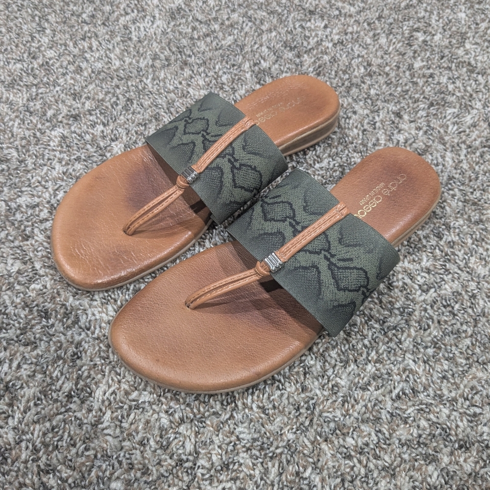 Andre Assous Akita Sandals Leather Flip Flop Size 8
